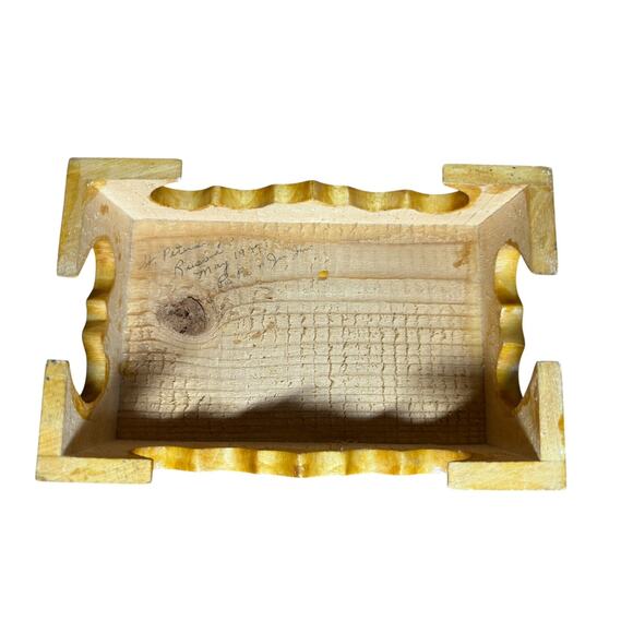 Russia Intricate Carved Wooden Trinket Jewelry Box Vintage Blue Velvet 8" USSR - Picture 9 of 14